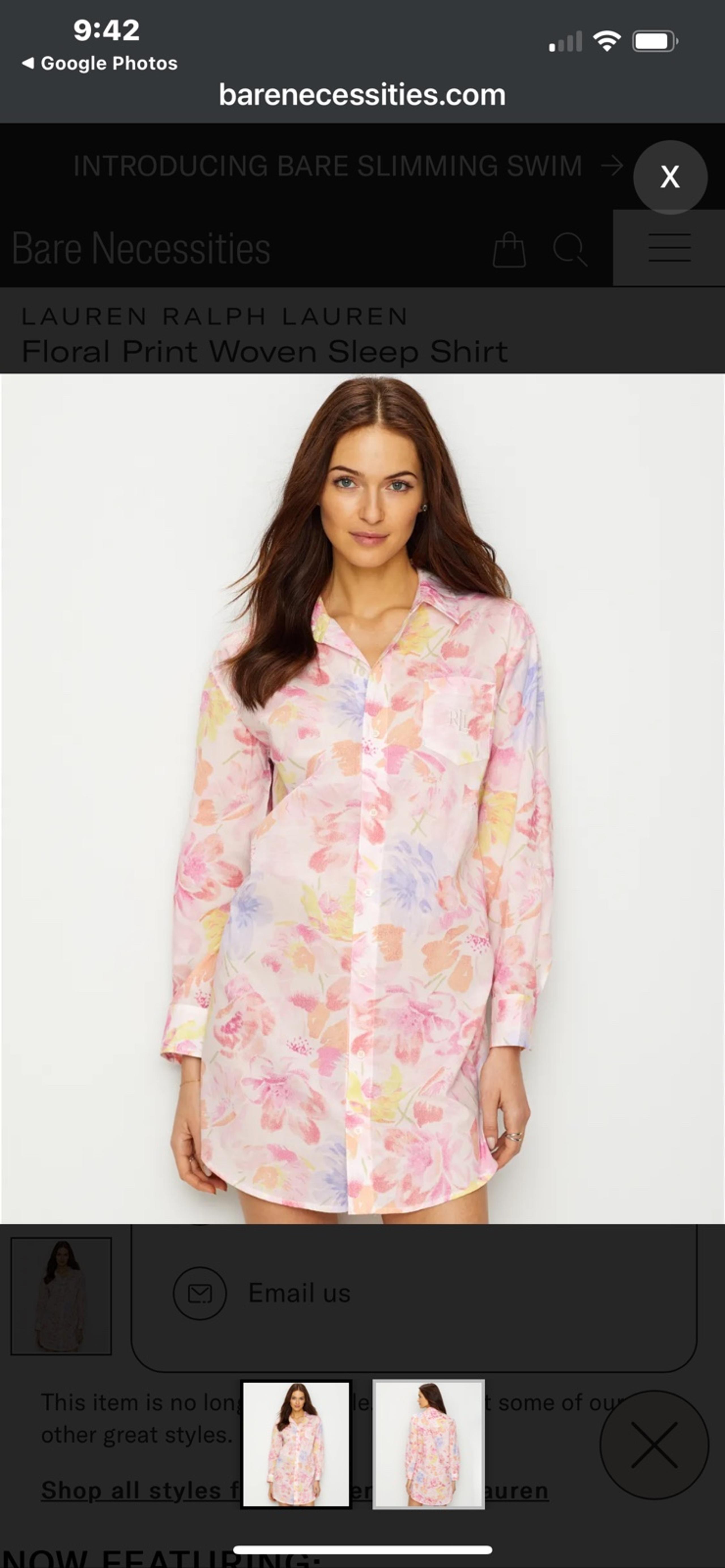 Ralph Lauren LRL Large Sleep Shirt Women Long Sleeve Floral Night Gown Button