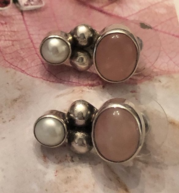 Silpada Sterling Silver Rose Quartz Earrings P0551
