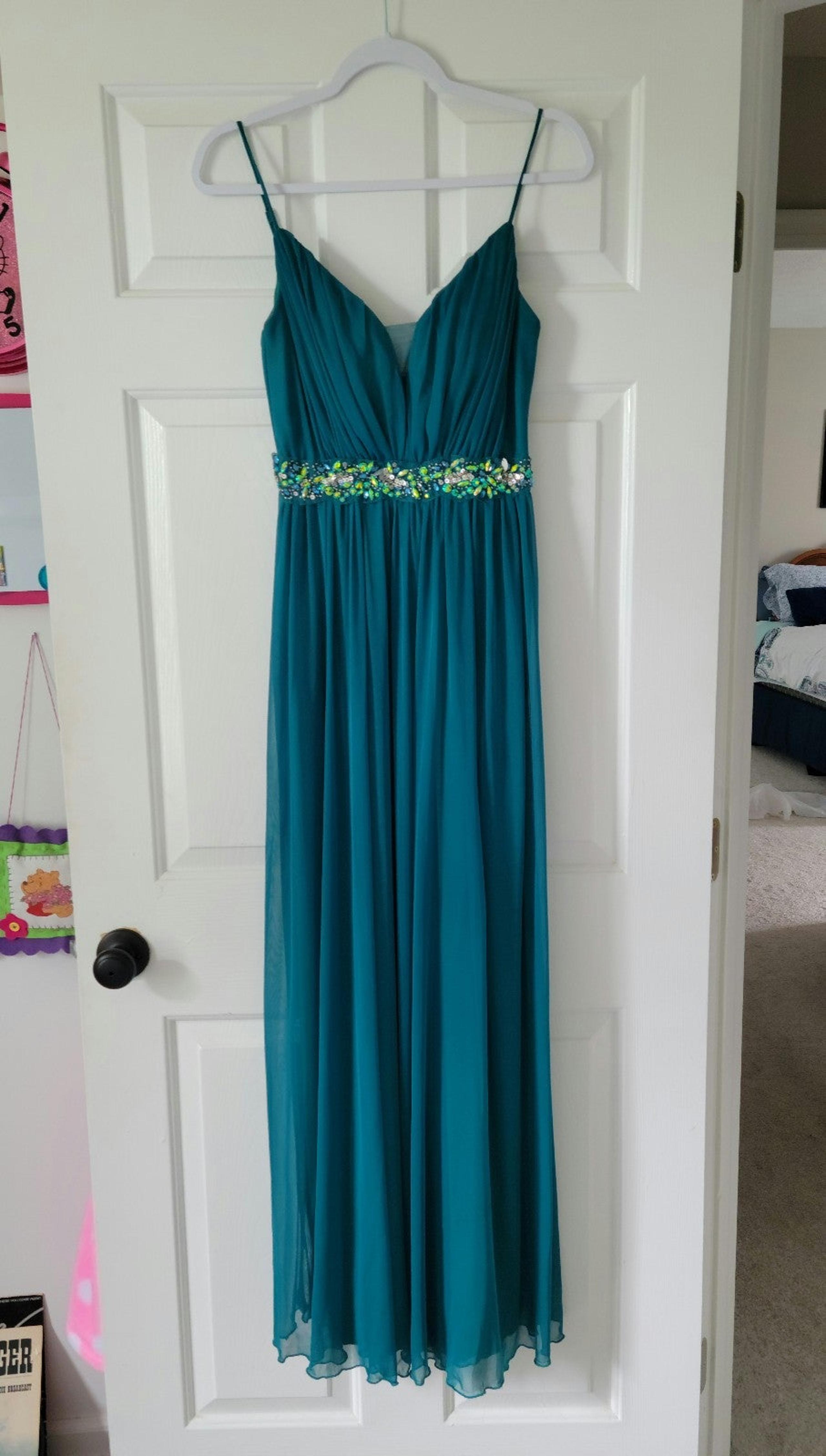Teal Grecian style Formal Dress