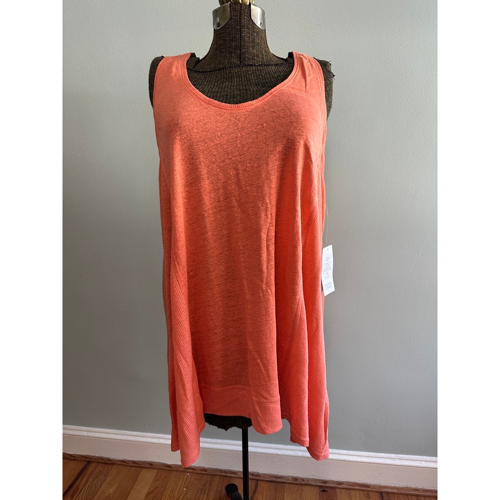 Eileen Fisher orange linen racerback tank size XL NWT