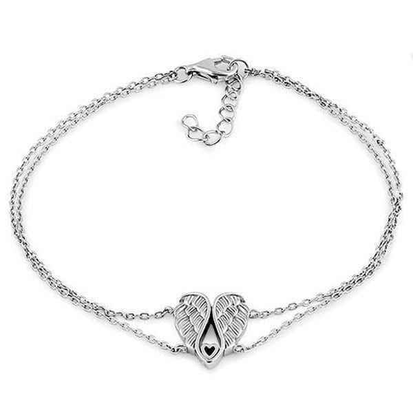 Angel Wings with Heart Sterling Silver Bracelet Casual New