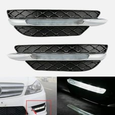 Pair LED DRL Daytime Running Light Fog Lamp For Benz 2011-2013 C-Class W204 FF
