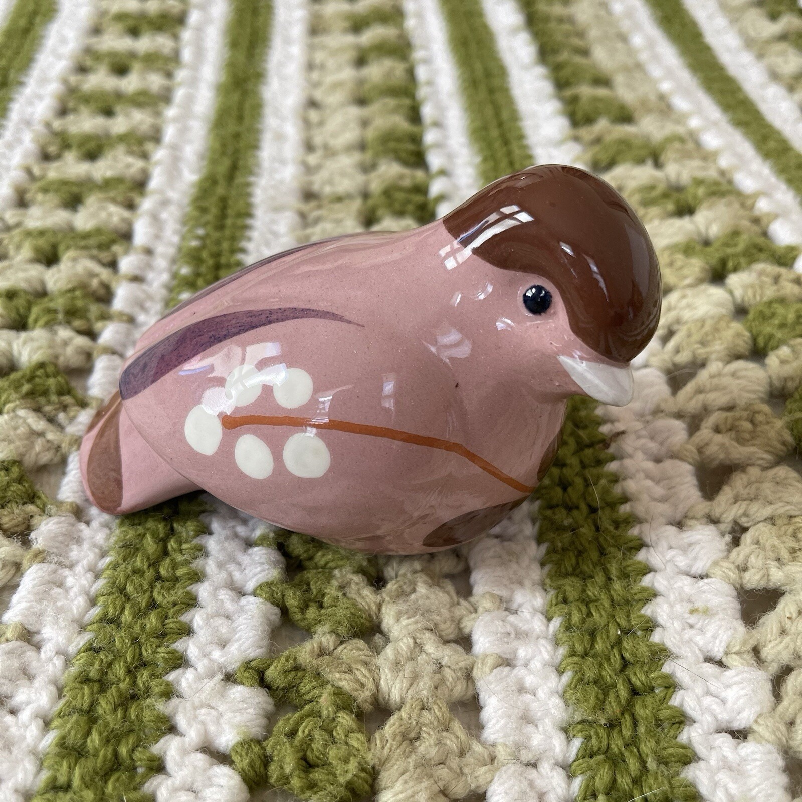 VTG Thomas Hellstrom Nittsjo Sweden Scandinavian Ceramic Bird Figurine Pink 6476