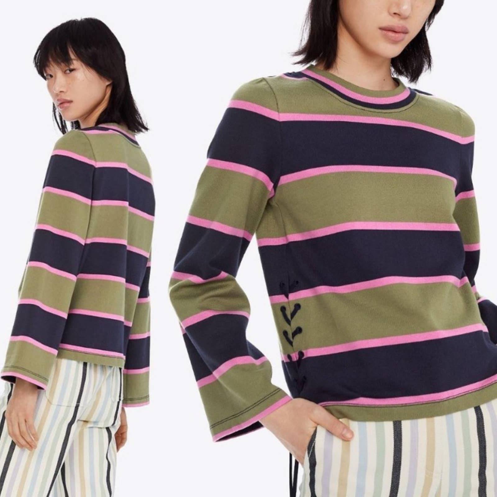 Tory Burch Striped Lace Up Bell Top