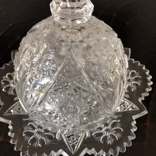 Cut glass butter dish