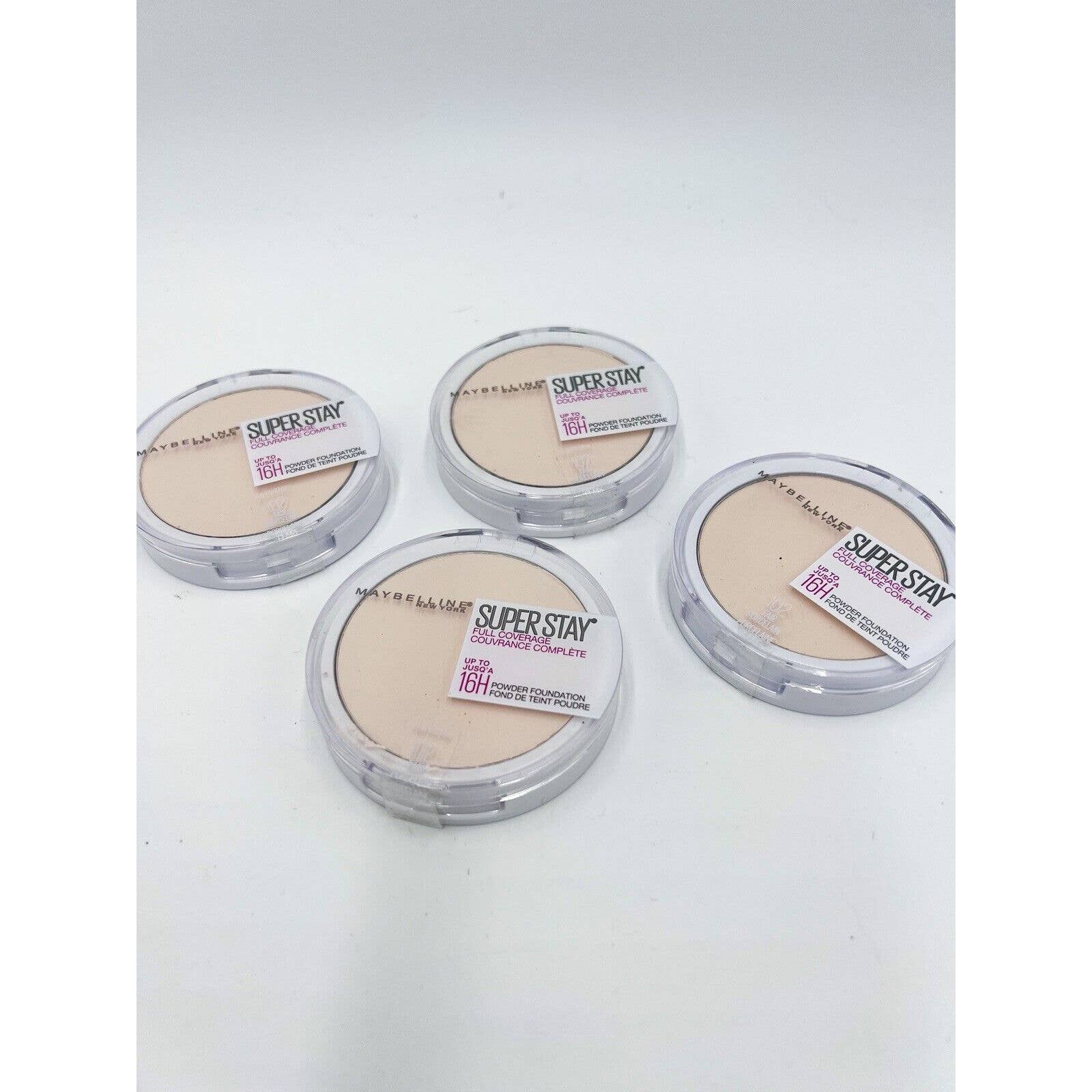 Lot 4 Maybelline Super Stay 102 Fair Porcelain Full Coverage Powder Foundation