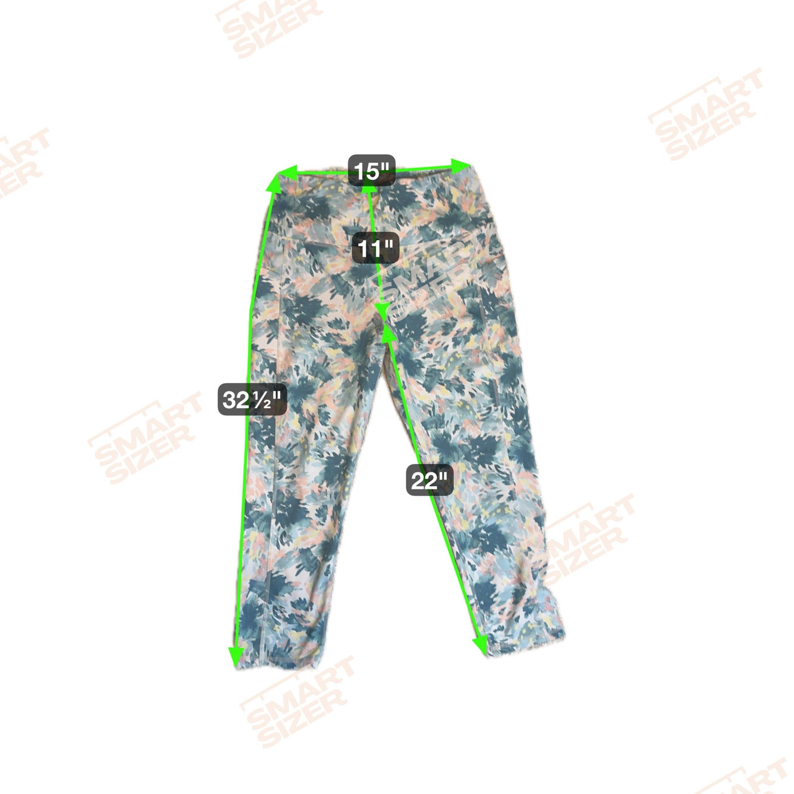 GAIAM Women's Yoga Pants Leggings Capri Blue Pink Watercolor Floral Print Sz L