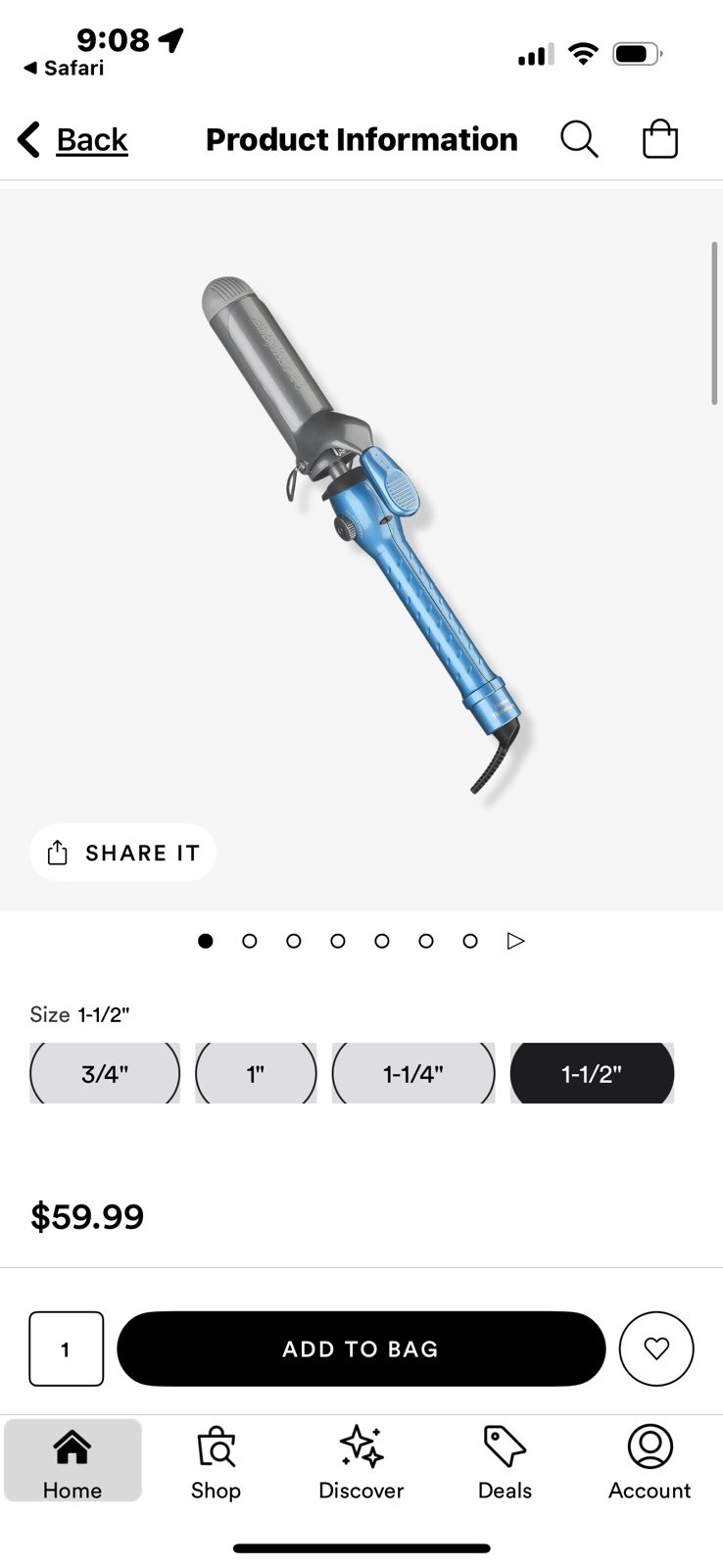 Nano Titanium Spring Curling Iron 1-1/2”