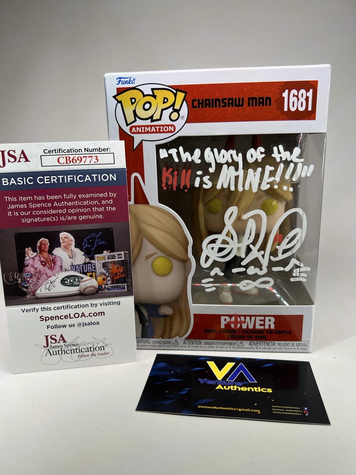 Sarah Wiedenheft Signed Power Chainsaw Man Funko Pop w/ JSA COA