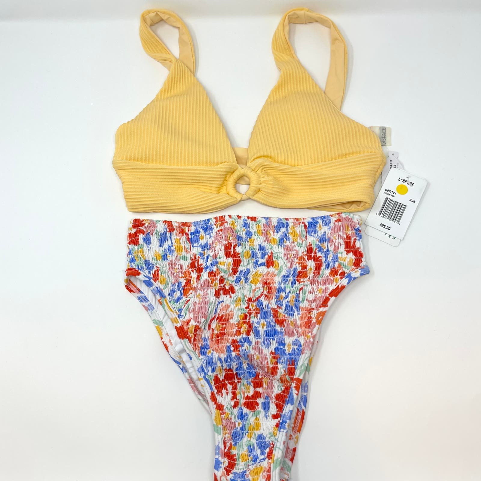L*SPACE Fisher Barlette Bikini Set In Golden Hour Flowers Forever Small New