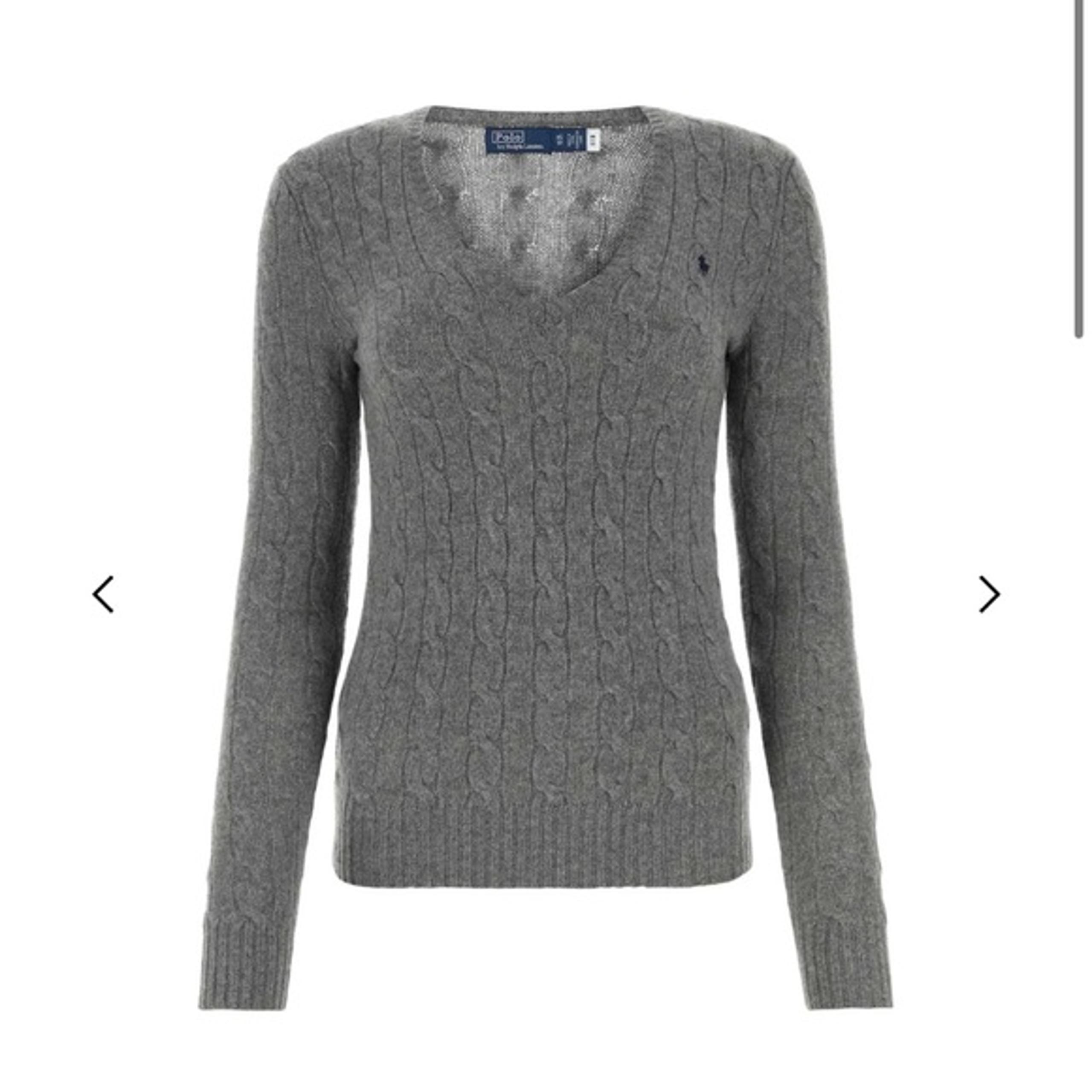 Polo Ralph Lauren cashmere wool v neck grey knit sweater top