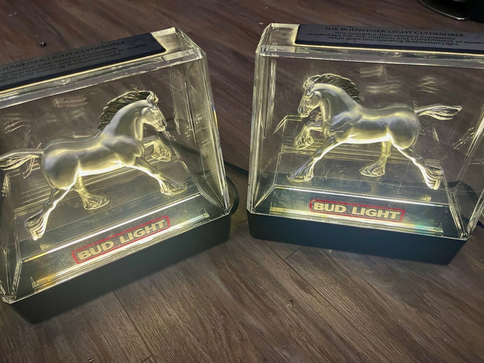 Vintage Bud Light Clydesdale Lamps
