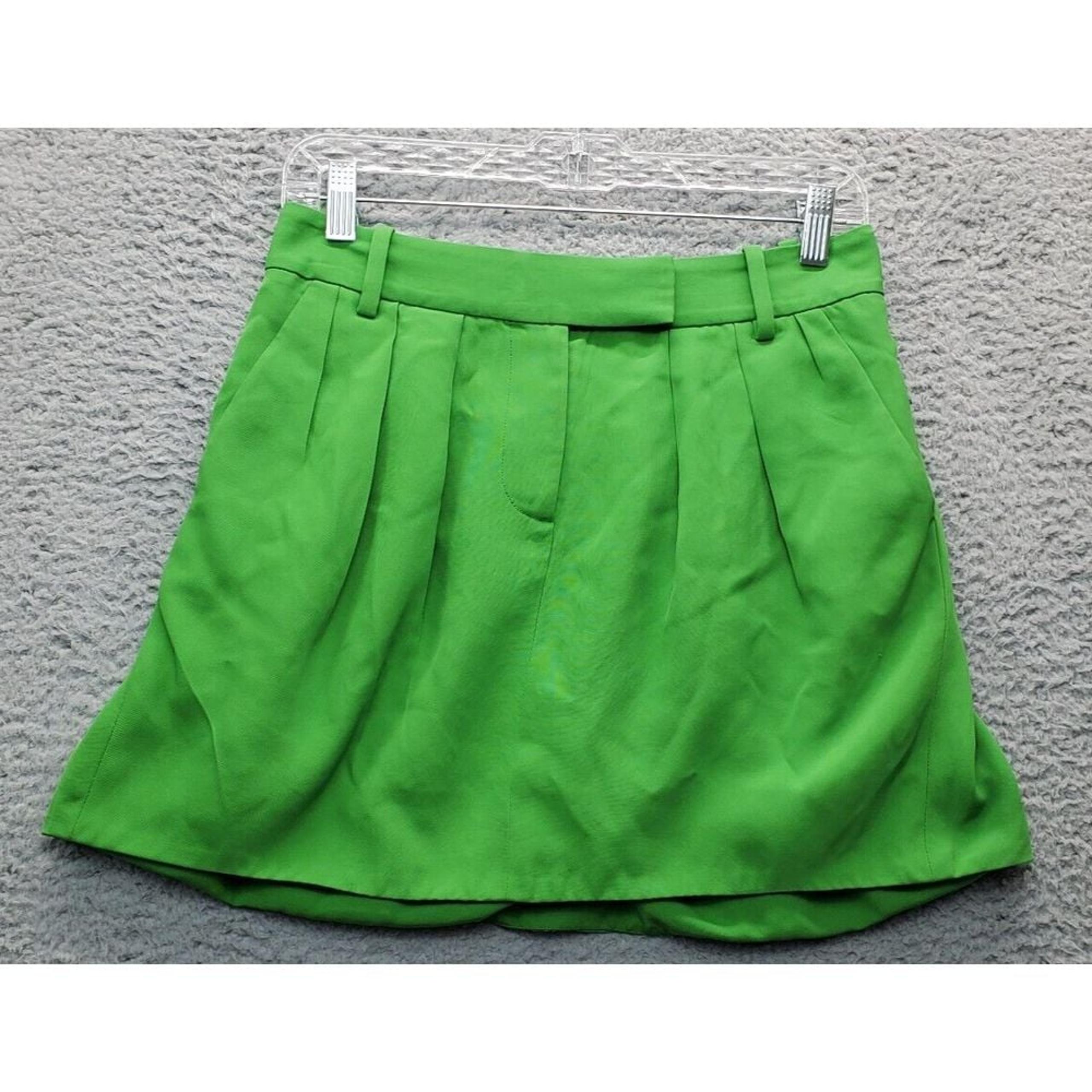 A Line Skirt Women Size 0 Green Pintuck Detail Regular Fit - Diane von Furstenberg