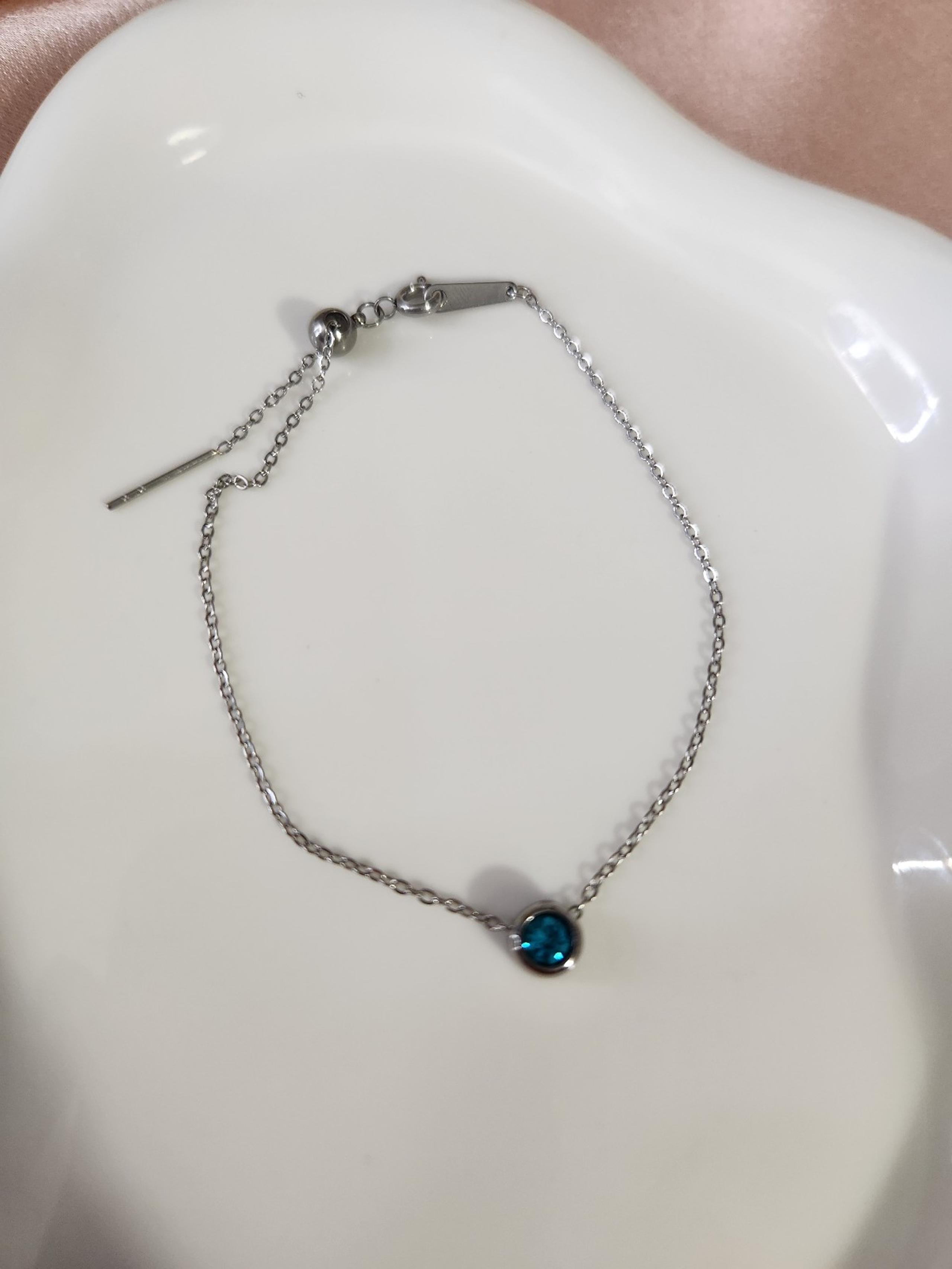 Stainless steel birthstone dainty adjustable bracelet