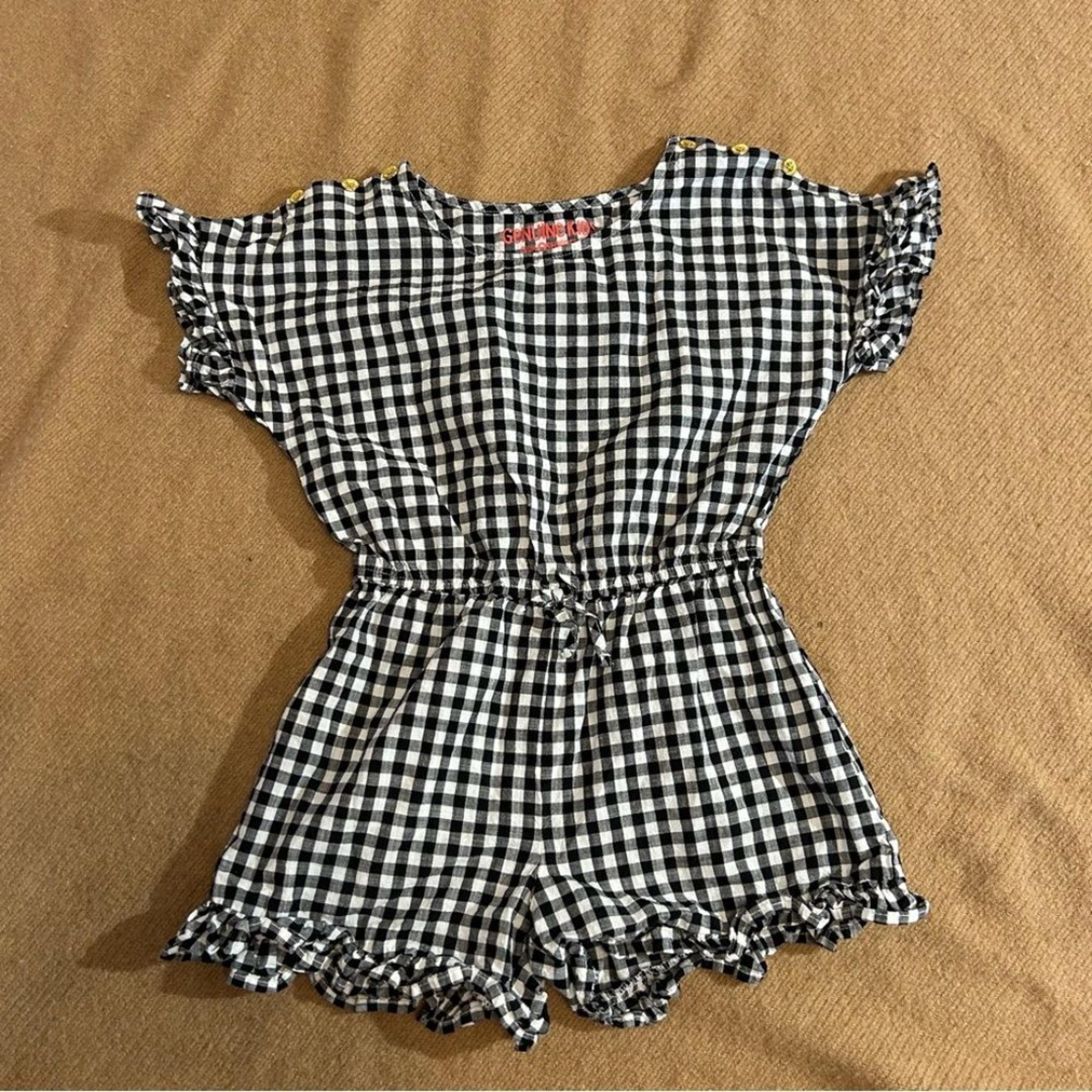 EUC Genuine Kids by Osh Kosh Black and White Gingham Romper size 5t