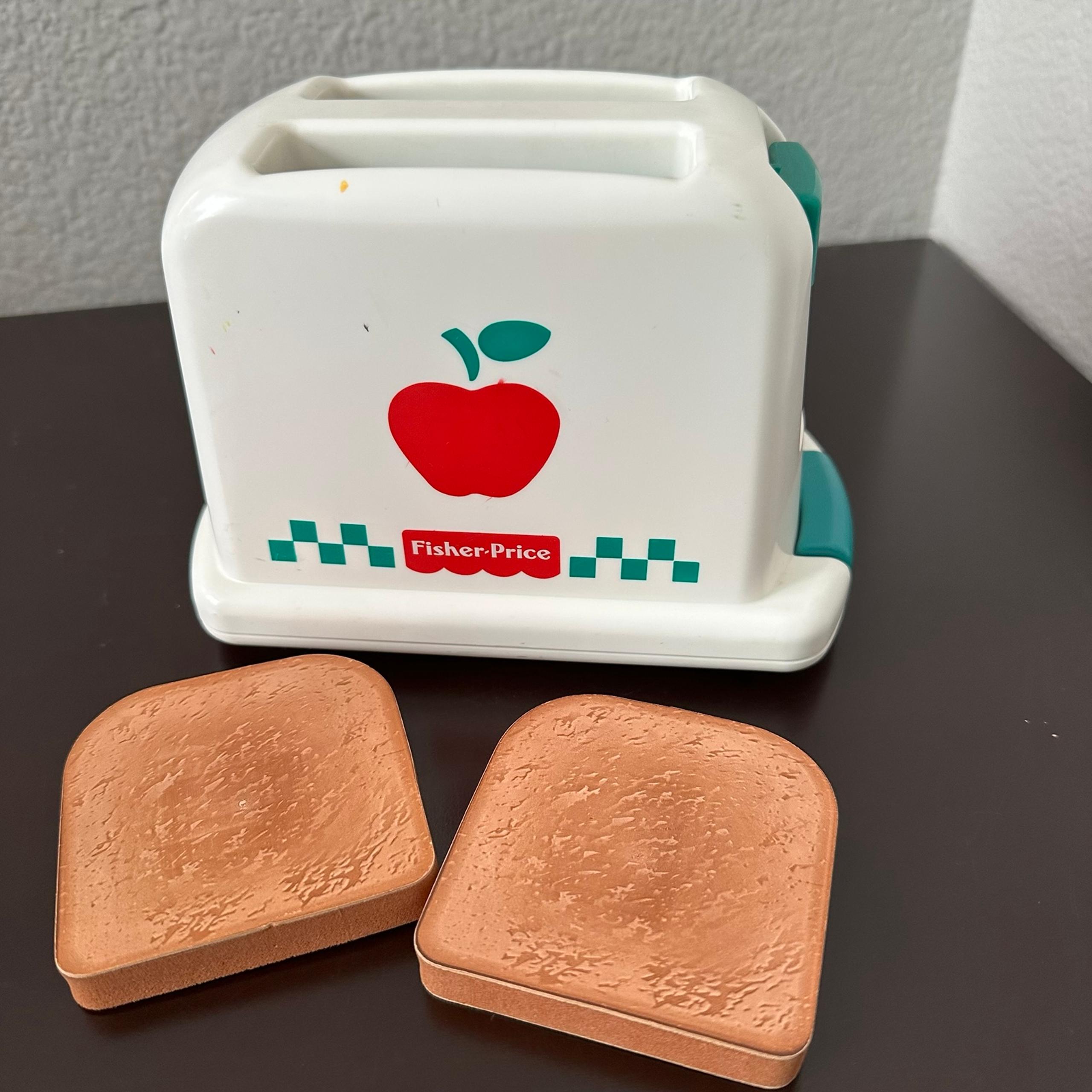 Vintage Fisher Price Fun with Food Pop Up Toaster with Brown Wheat Toast / Bread
