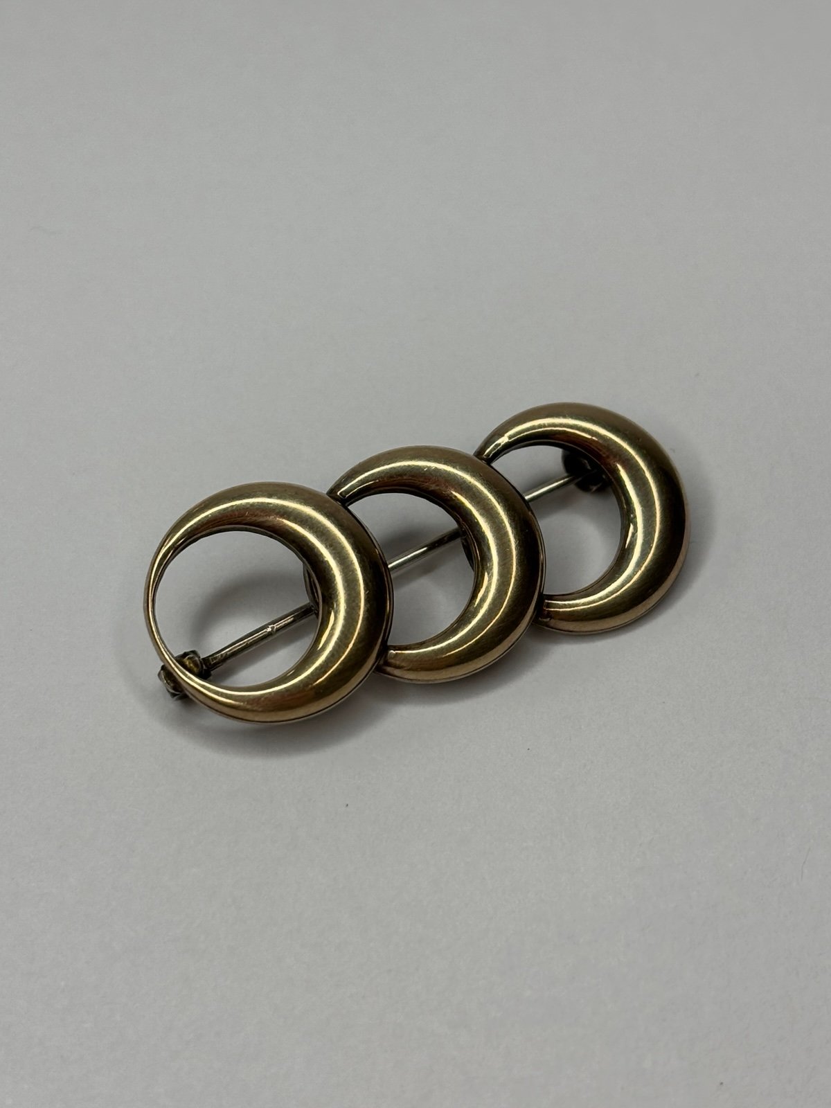 Symmetalic Sterling Silver & 14K Gold Crescent Moon (open circle) Design Brooch