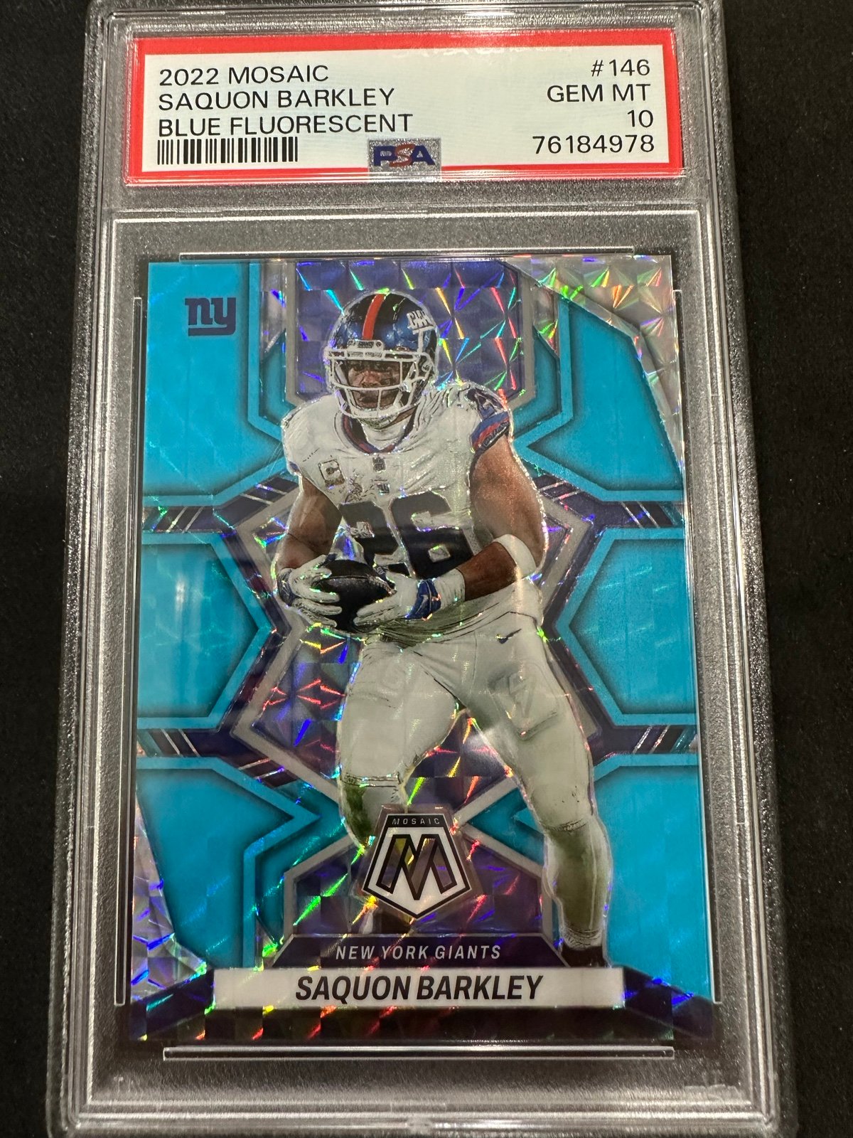 Saquon Barkley Mosaic Blue Florescence /15 PSA 10 POP 1!!