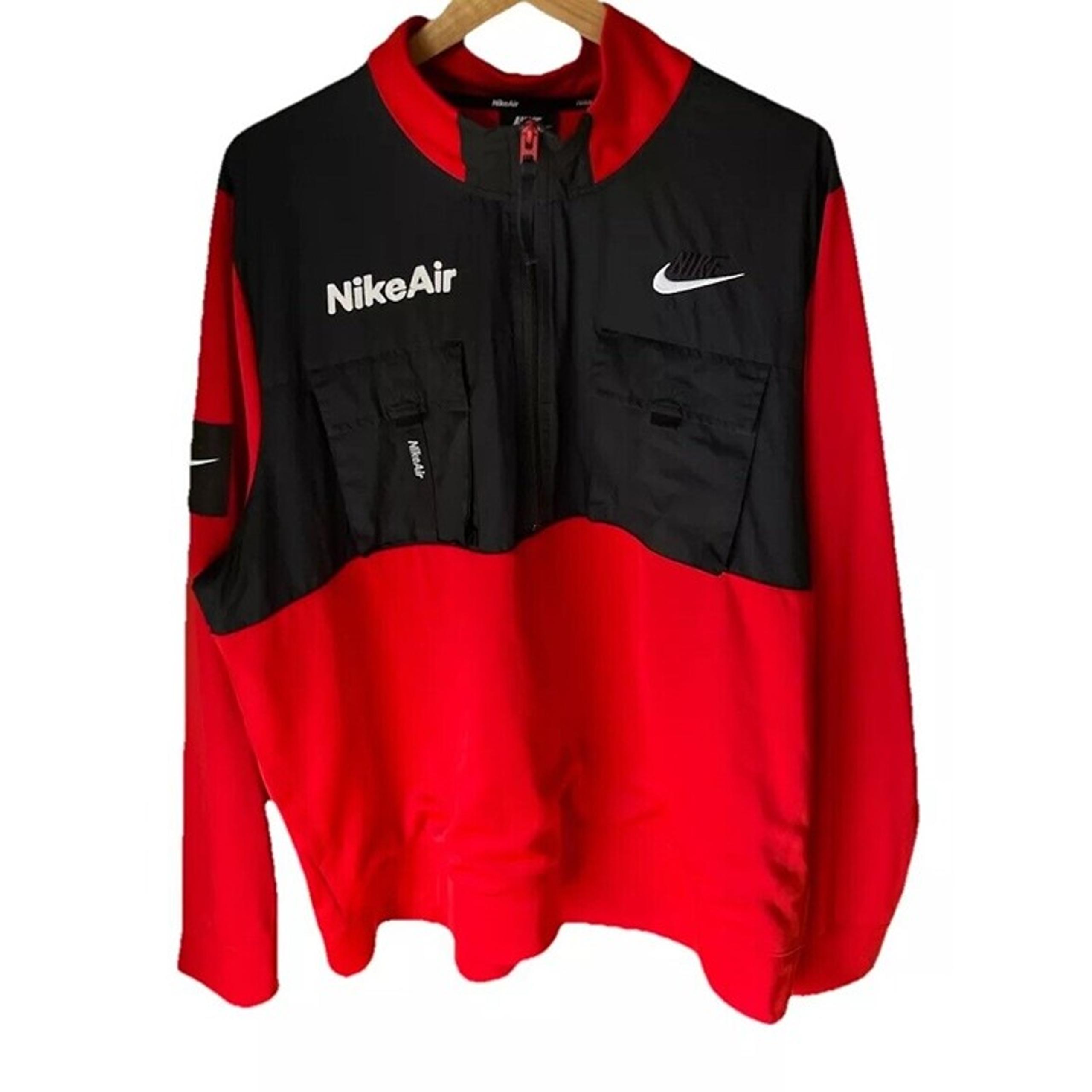 Vintage Nike Air Half Zip Cargo Tech Jacket Pullover Red Black Men's Size XL