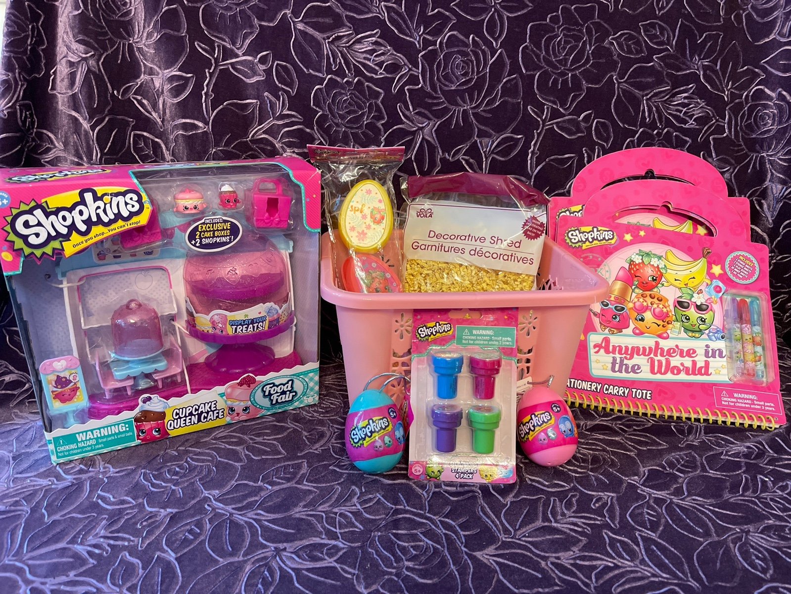 New Shopkins Easter basket eggs stampers cupcake queen cafe activity sets