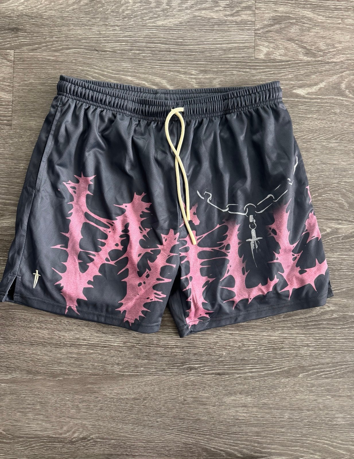 Ironwilled charcoal/pink mesh shorts