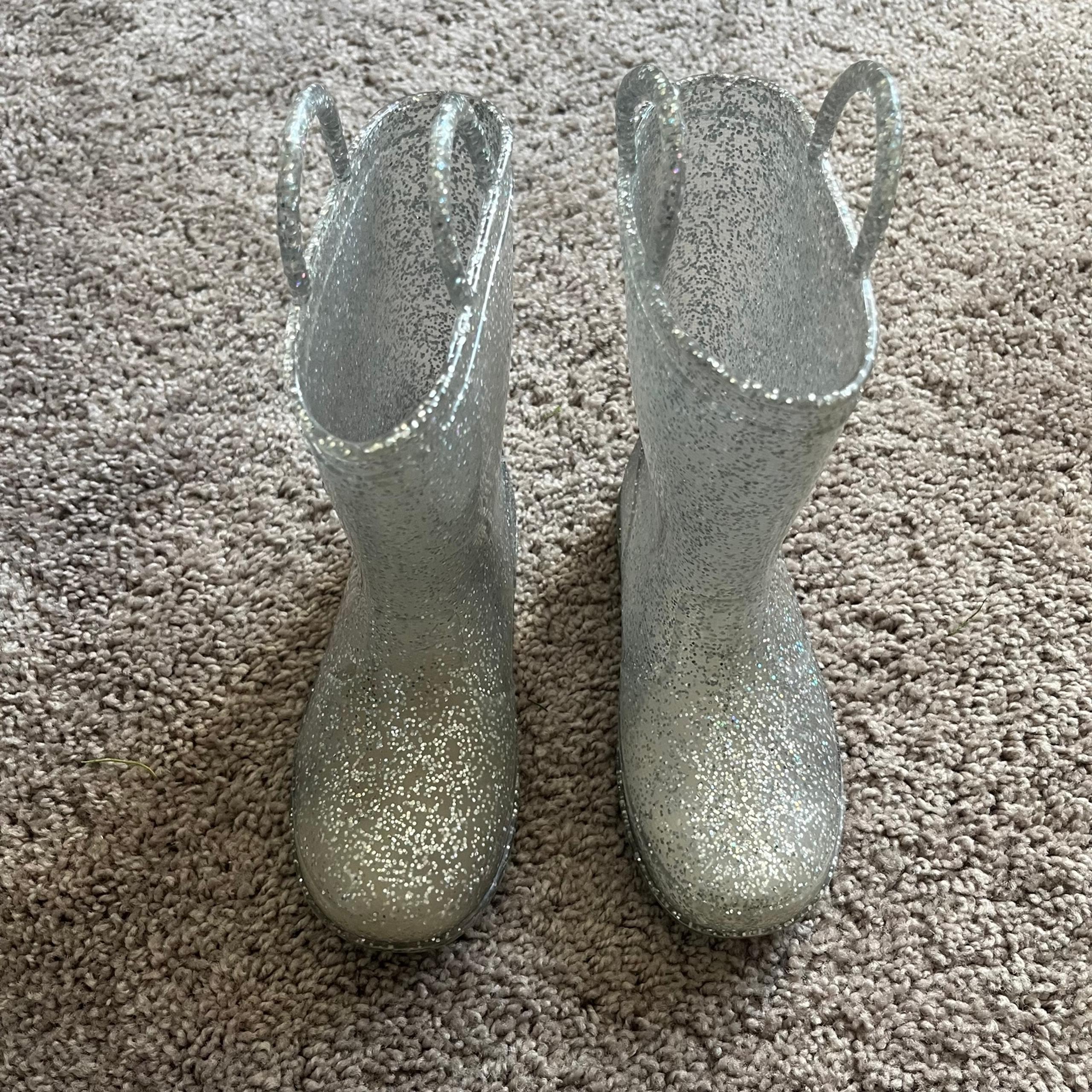 Zoogs Clear Sparkle Glitter Rain Boots Size 11