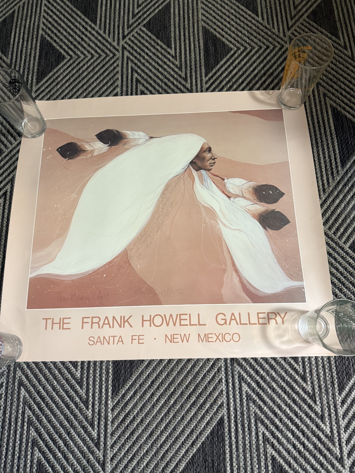 Frank Howell Hand Signed 1986 Print Gallery Santa Fe New Mexico 26.75x23.5
