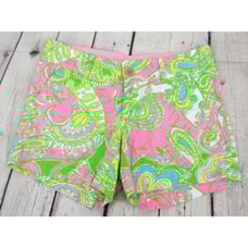 LILLY PULITZER Women's Callahan Shorts SIZE 2 Green / Pink Floral Print