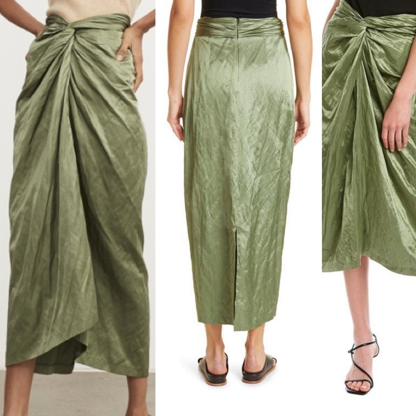Vince Runway Metallic Twist Front Cotton Blend Skirt - sz 12 NWT
