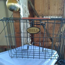 Vtg Bell Bicycle shopping Basket with handle bar rack and carrying handle