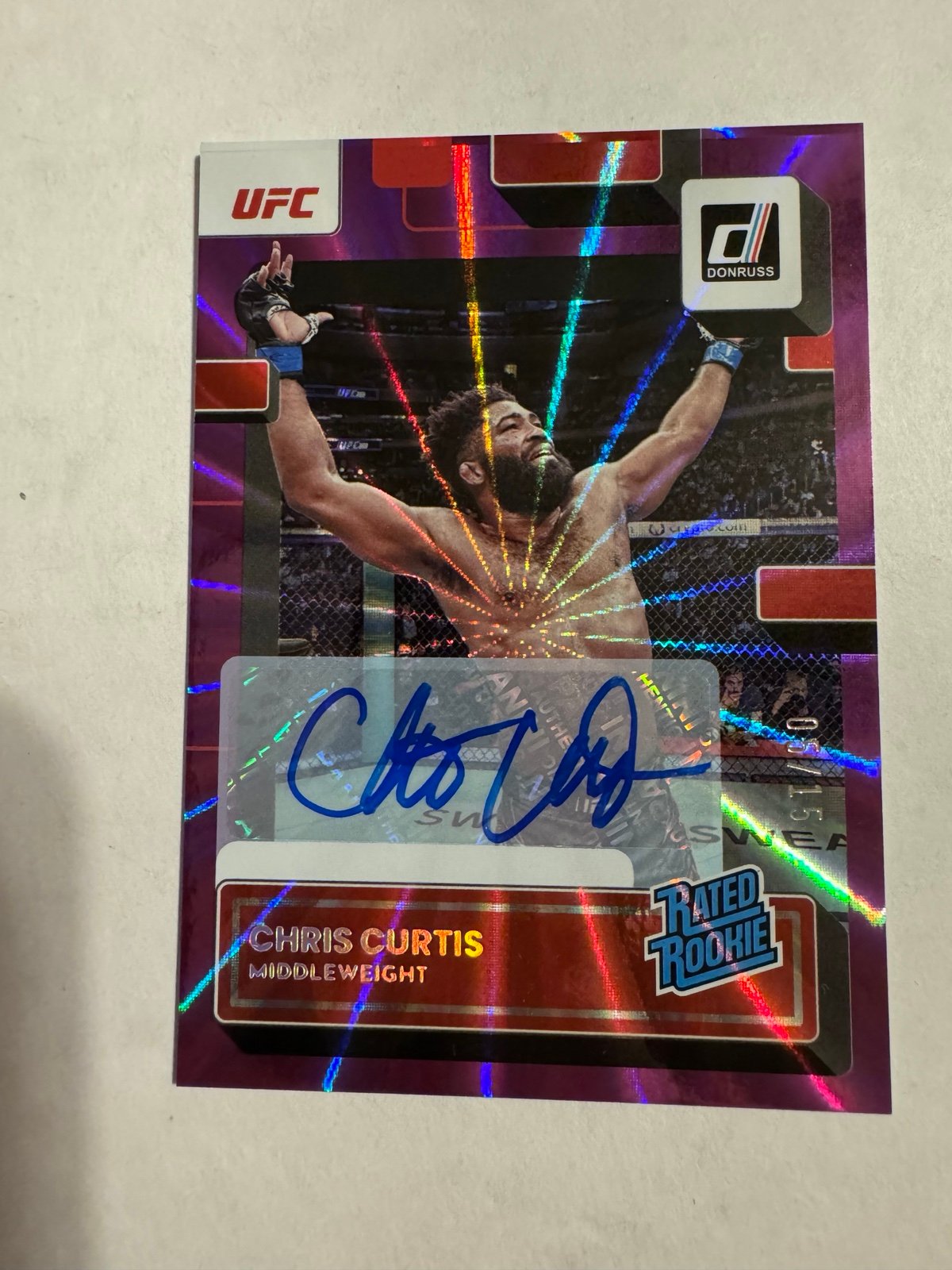 UFC 2023 Chris Curtis donruss rated rookie purple laser auto #05/15 autograph