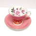 Vintage Aynsley Pink Rose Teacup & Saucer Set/Pink and Gold Cabbage Rose Design