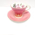 Vintage Aynsley Pink Rose Teacup & Saucer Set/Pink and Gold Cabbage Rose Design