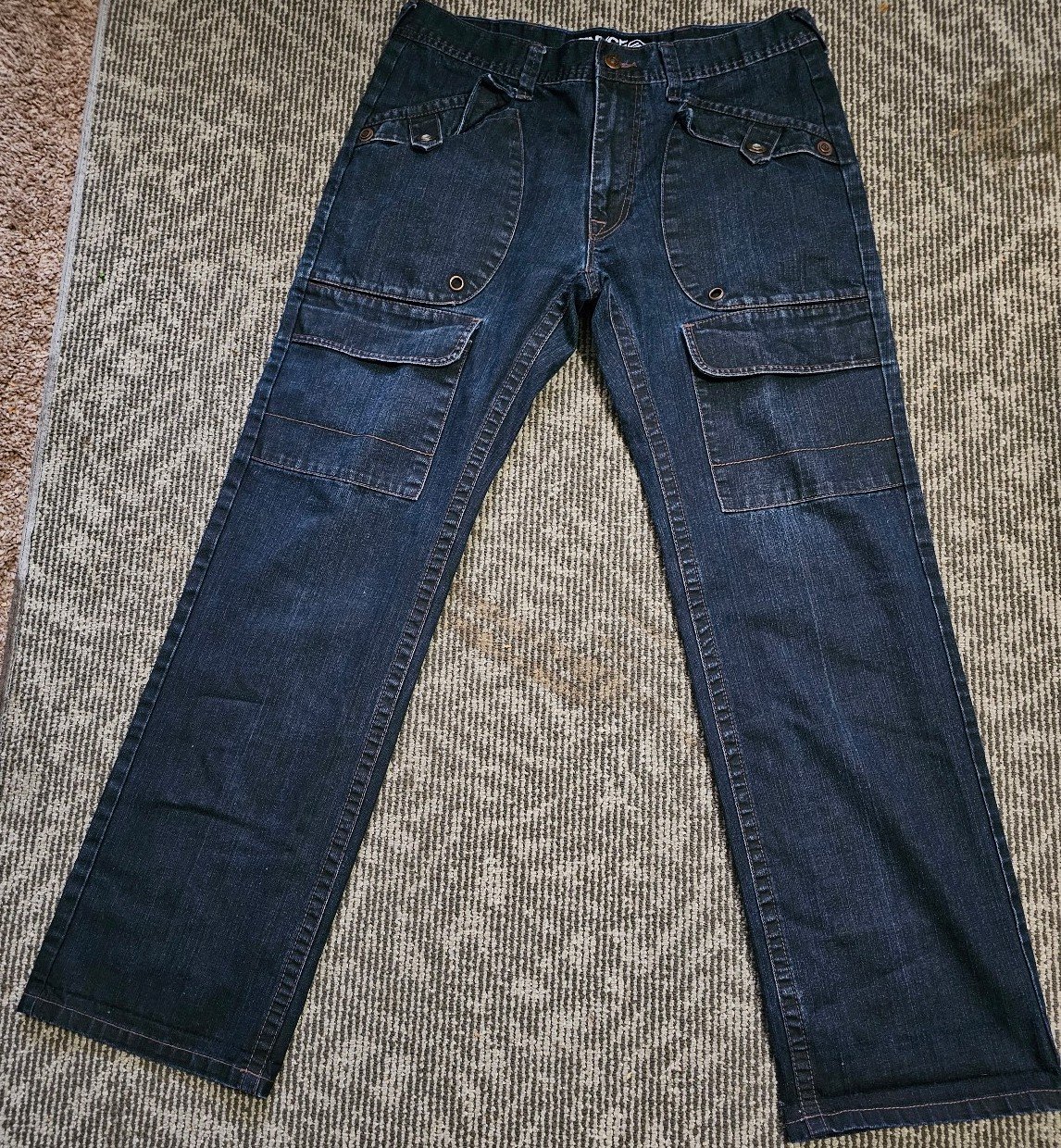 Vintage Enyce Y2K Dark Blue Denim Cargo Skate Hip-Hop Jeans Men's 34Wx32L