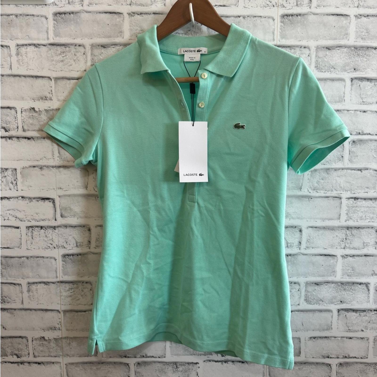 NWT! Womens Lacoste sea foam green polo collared short sleeve shirt 38 (6)