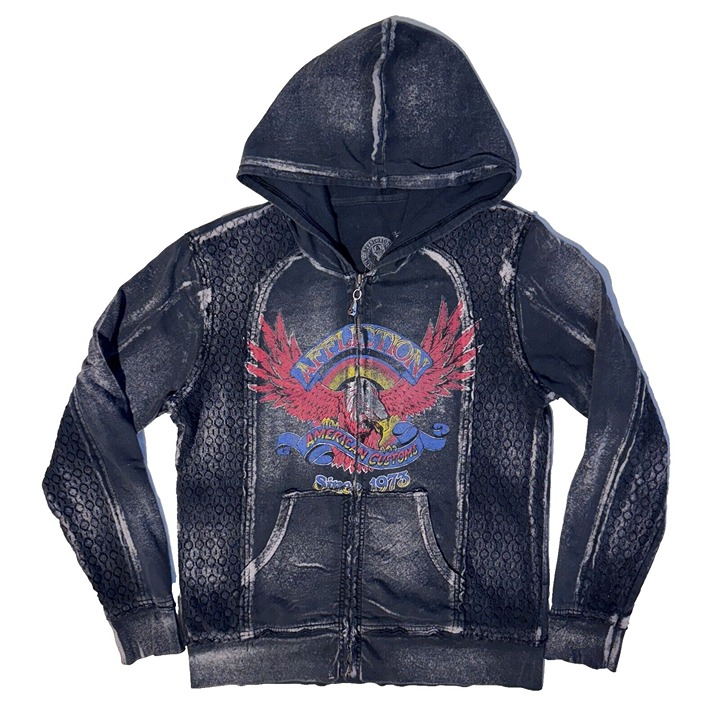Affliction Hoodie American Eagle Y2K Women’s XL Full Zip Long Sleeve Faded