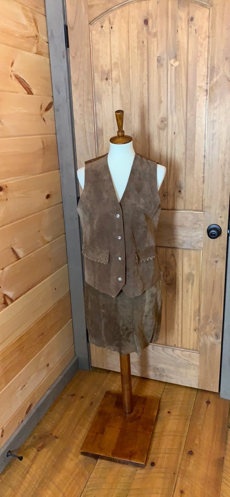Gitano Brown Suede Vest & Skirt Set
