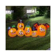 Halloween Outdoor LED Décor of 8ft Long Pumpkin Family with Pirates and Bats