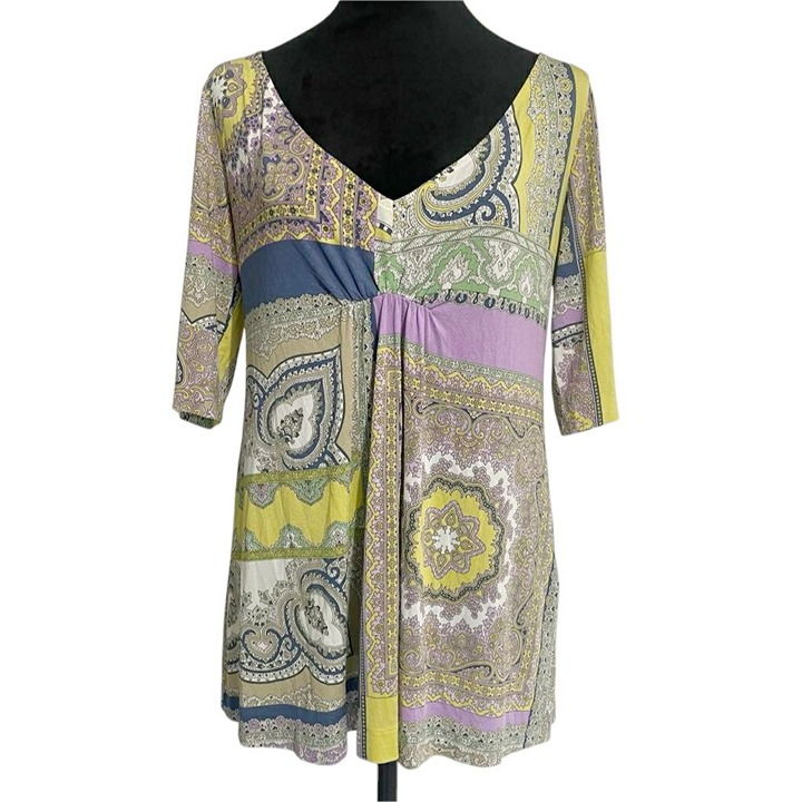 ETRO Size 46 10 Top Blouse Colorful Boho Viscose Blend