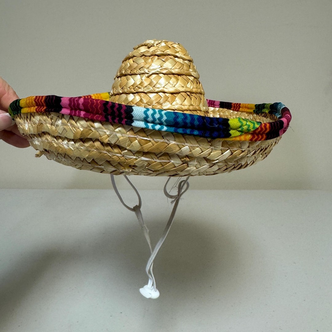 Mini Mexican Sombrero Small Straw Hat Cat Dog Pet Costume Apparel Cinco De Mayo