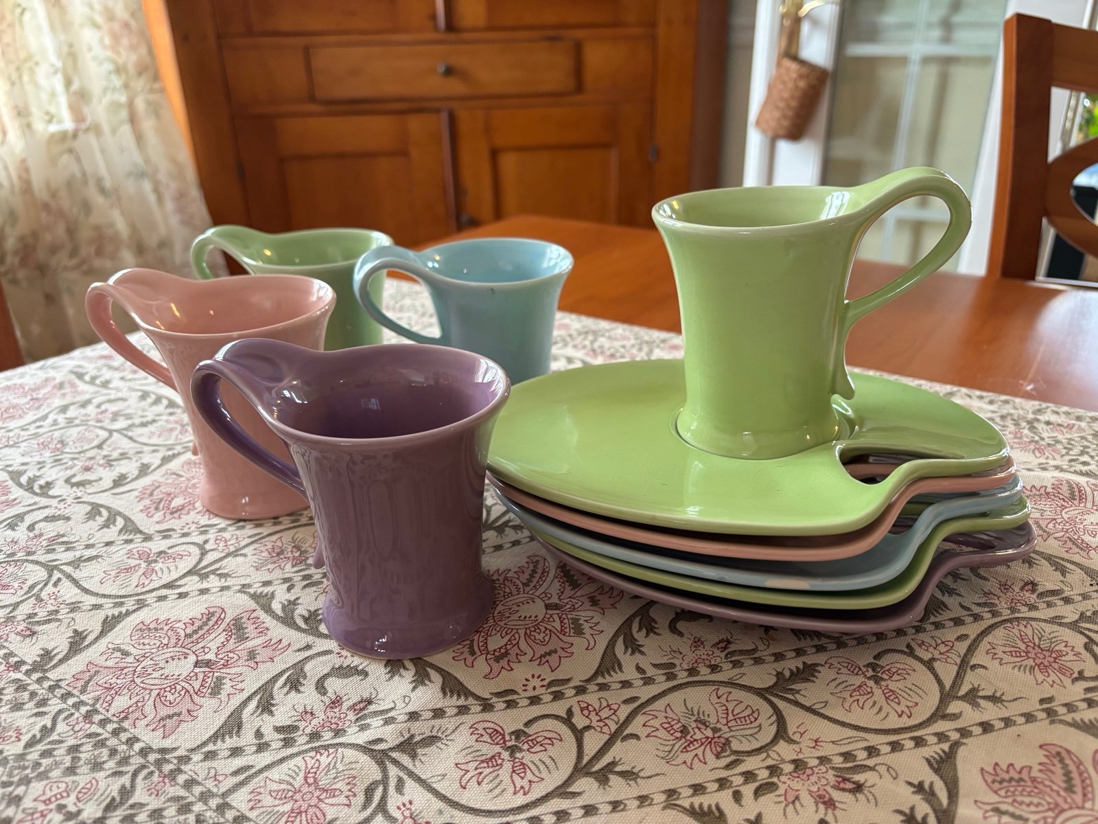 Mid-Century Modern Coffee Cup and Saucer Sets, 10 piece