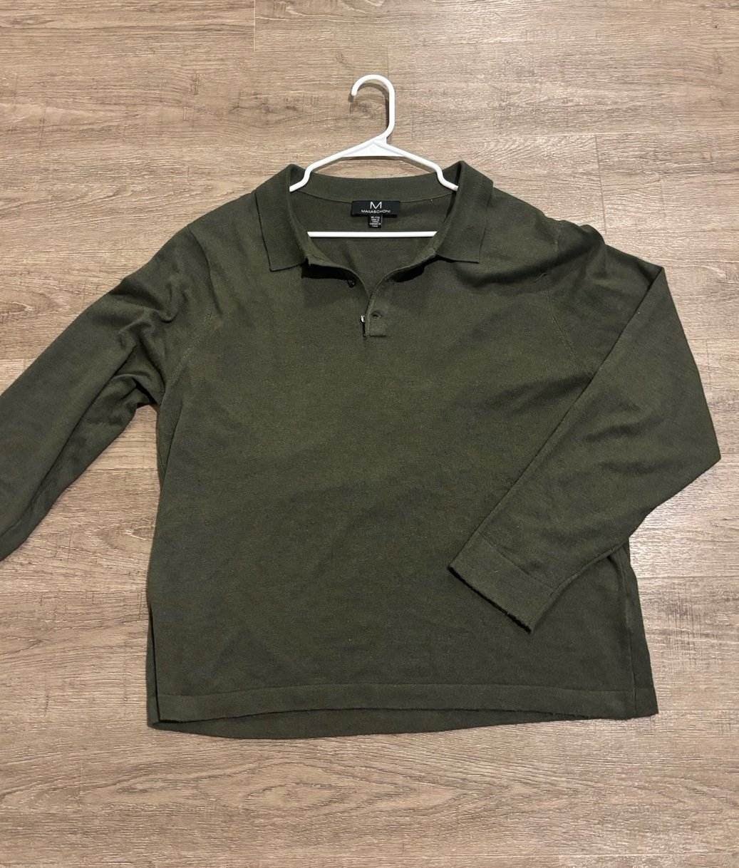 Magaschoni Men’s Green Polo Sweater