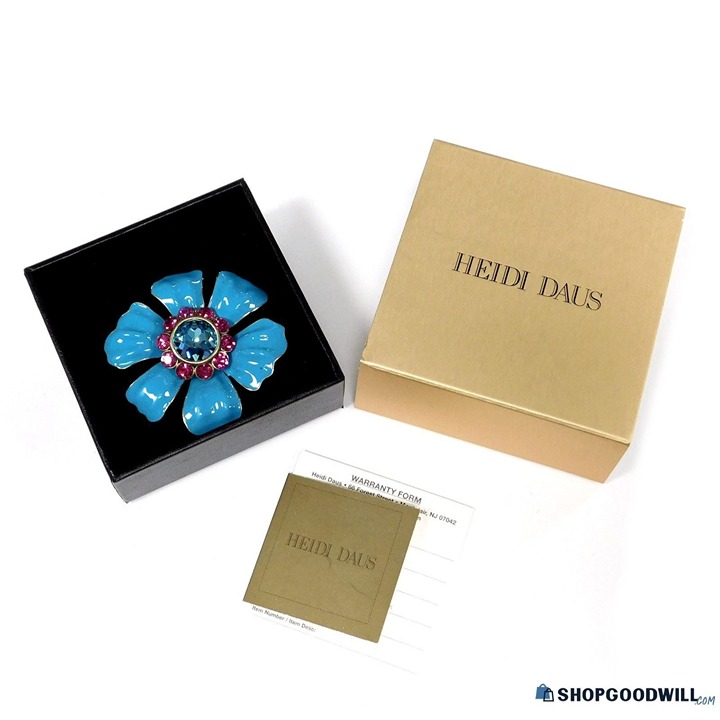HEIDI DAUS Flower Super Power Enamel Crystal 6 Petal Brooch/Pin