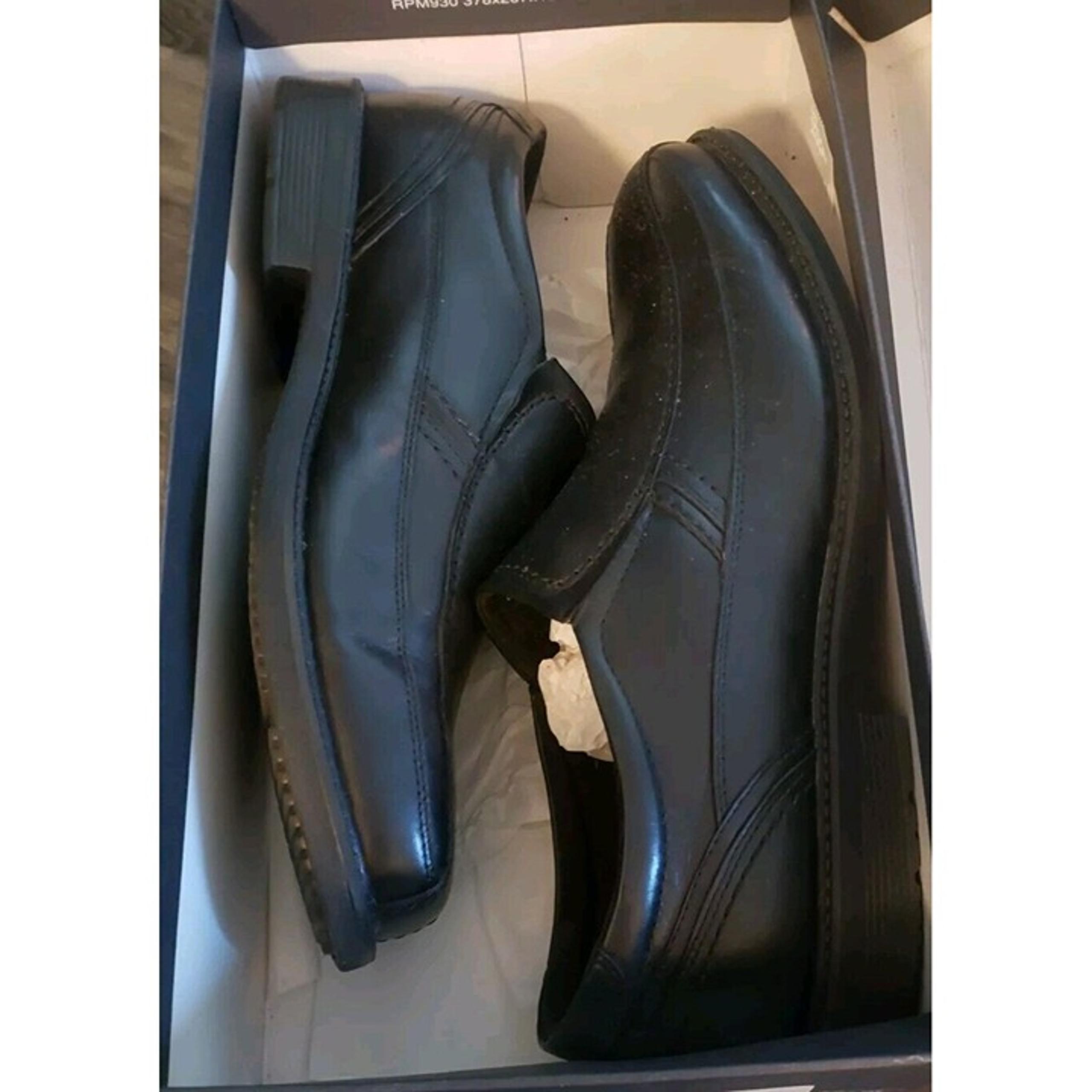 Sz 13W / Rockport A13019 Men's Black Leather Slip-On Dress Shoes  13 Wide NEW