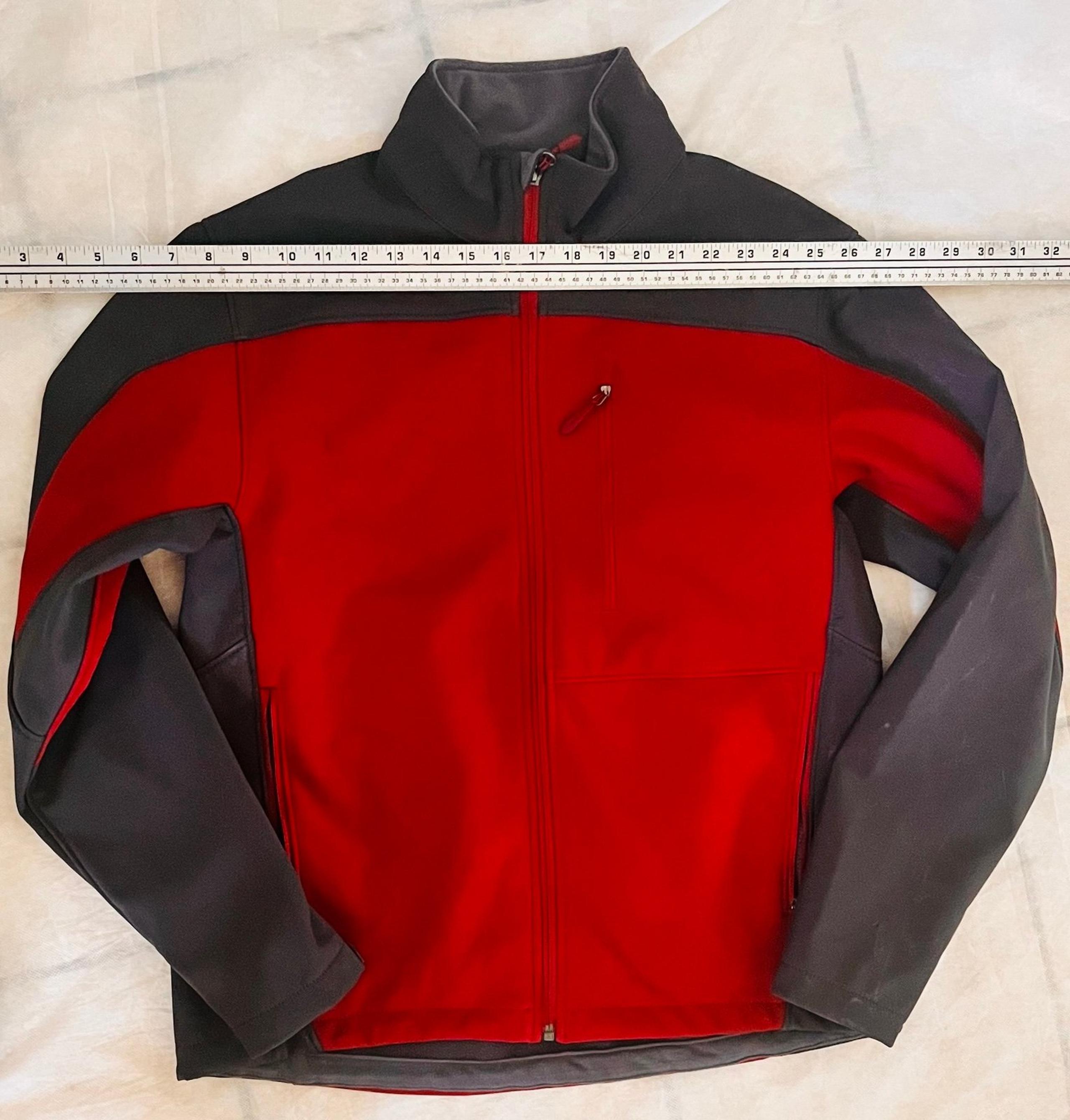 Kirkland Signature Mens Soft Shell Jacket Size M Red/Gray Full Zip