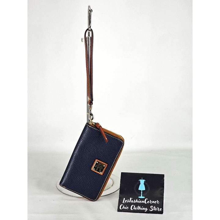 Dooney & Bourke Women's Midnight Blue Leather Zip Around Wristlet Wallet 295