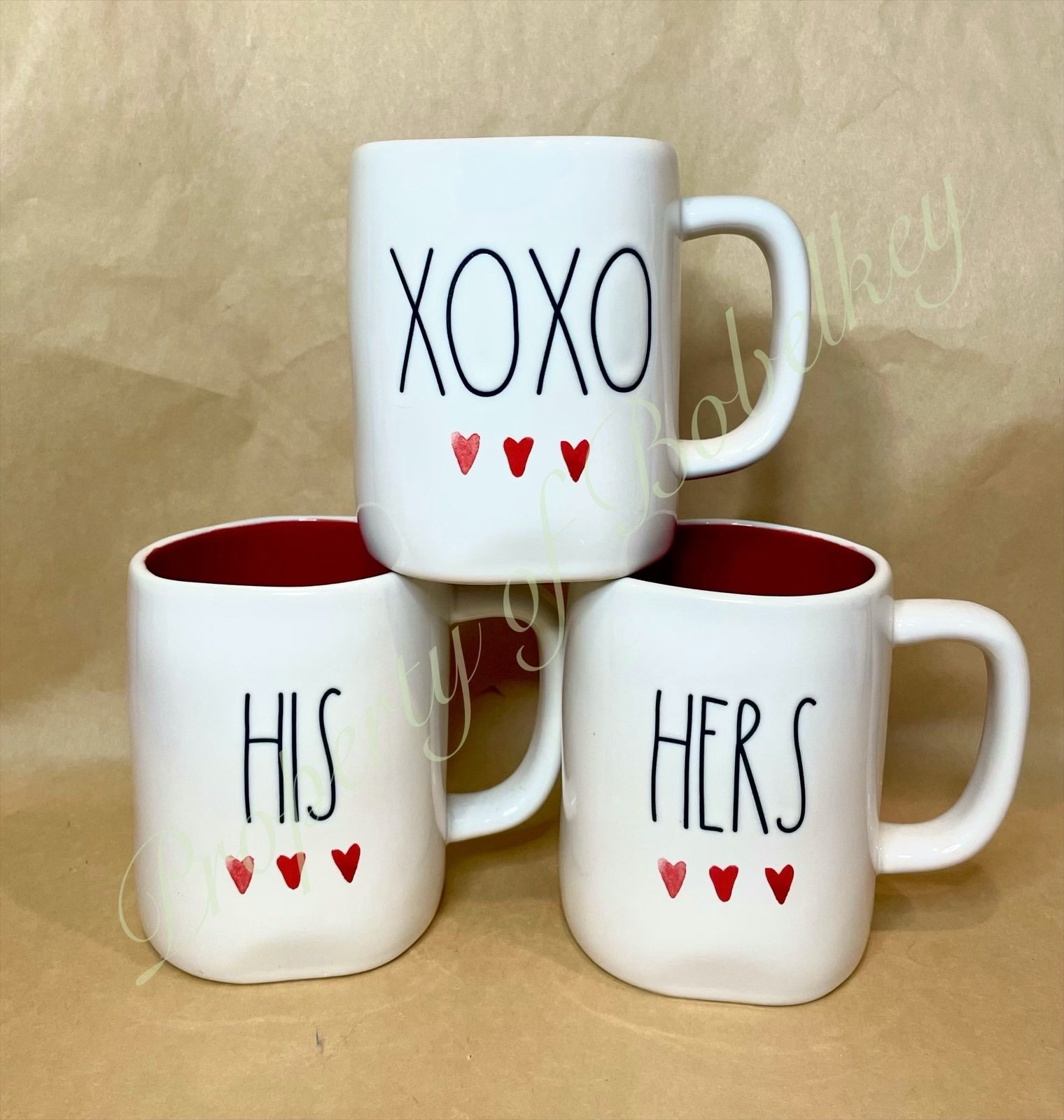 Rae Dunn Valentine’s watercolor hearts mugs bundle
