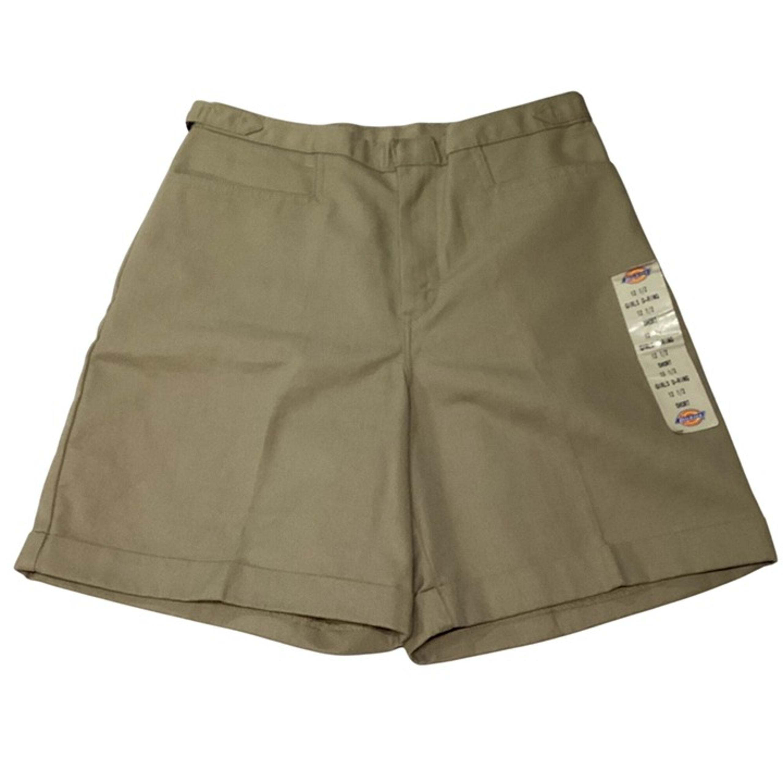 Dickies Girl's D-Ring Khaki Cuffed Shorts Pockets Size 12.5 Brand New With Tags
