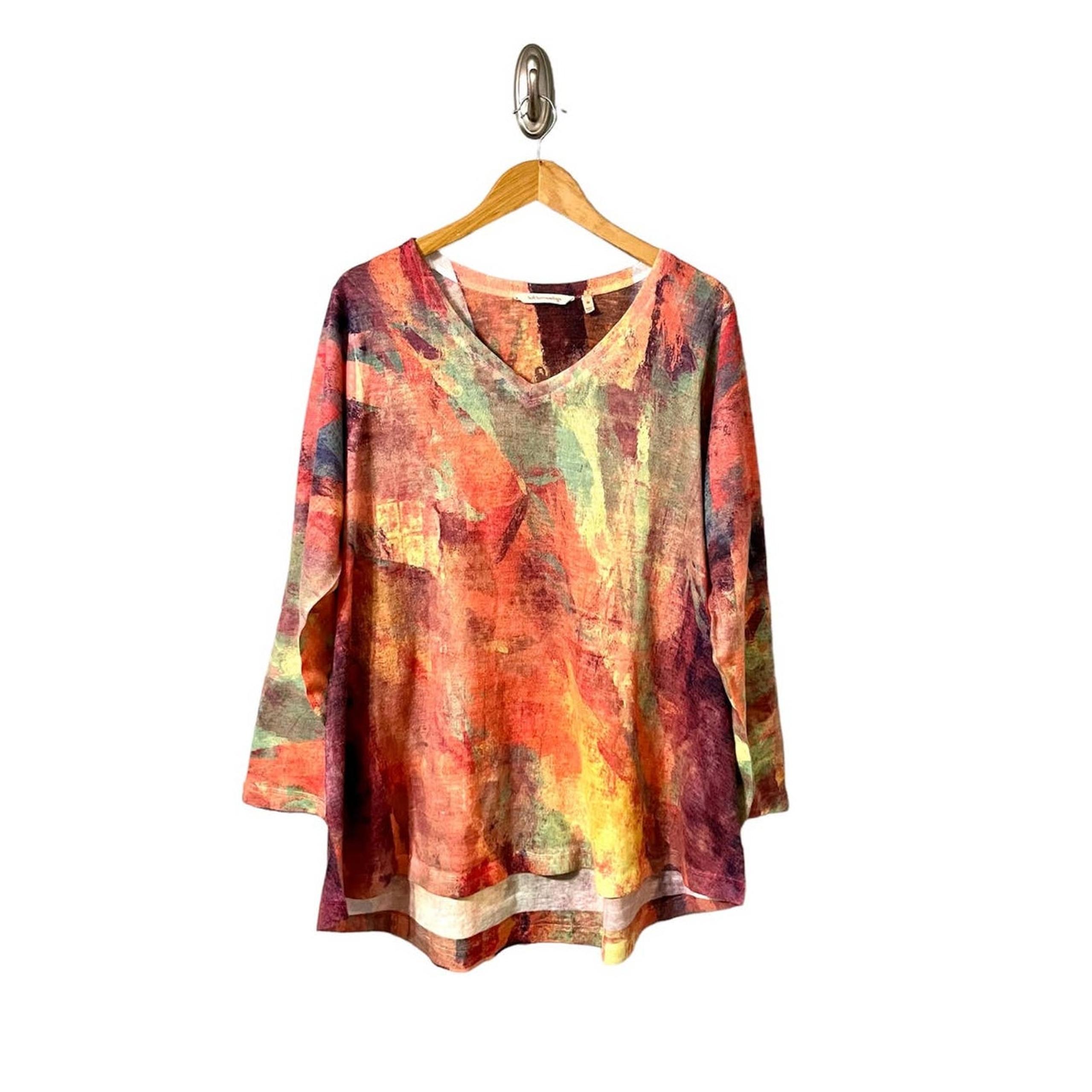 Soft Surroundings Tunic 1X Watercolor Plein De Couleurs Lightweight Sweater