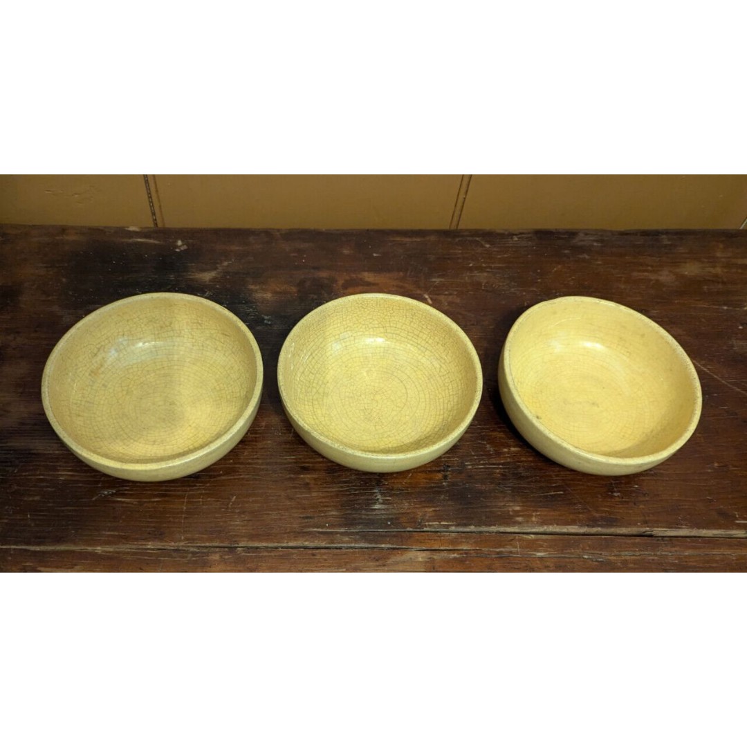 VTG Set Of 3 McCoy Pottery 5.5 Cereal Bowls in Yellow Smooth 1939 - 1960 USA